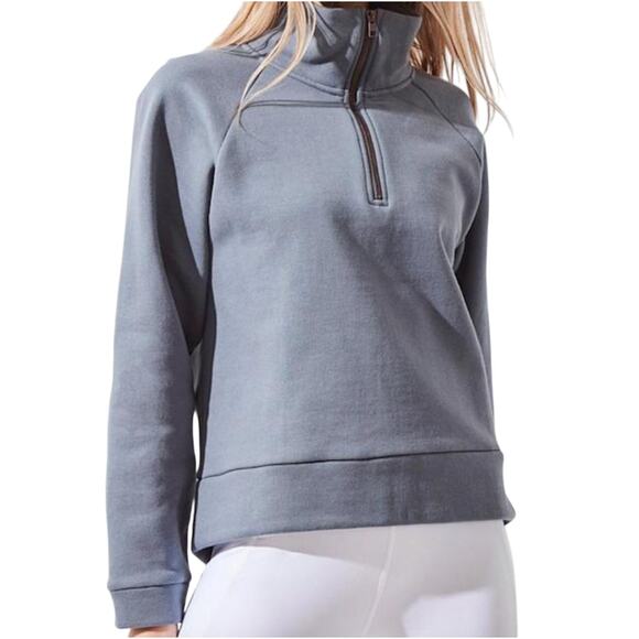 MPG Sport Beckon Gray Green 1/4 Zip Cropped Sweatshirt sz M Athleisure Oversize - Picture 1 of 13